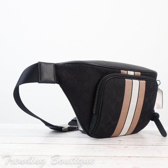 NWT Coach Thompson Belt Bag In Signature Jacquard With Varsity Stripe - Picture 3 of 9